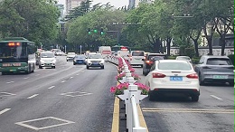 渭南市朝阳大街护栏花盆项目：道路立体绿化新样板
