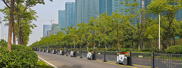 山水轻勾花箱护栏