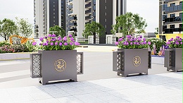小区出入口隔离花箱护栏-不锈钢组合景观花箱