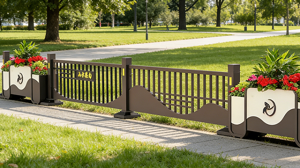 【山水轻勾花箱护栏】公园场景花箱隔离